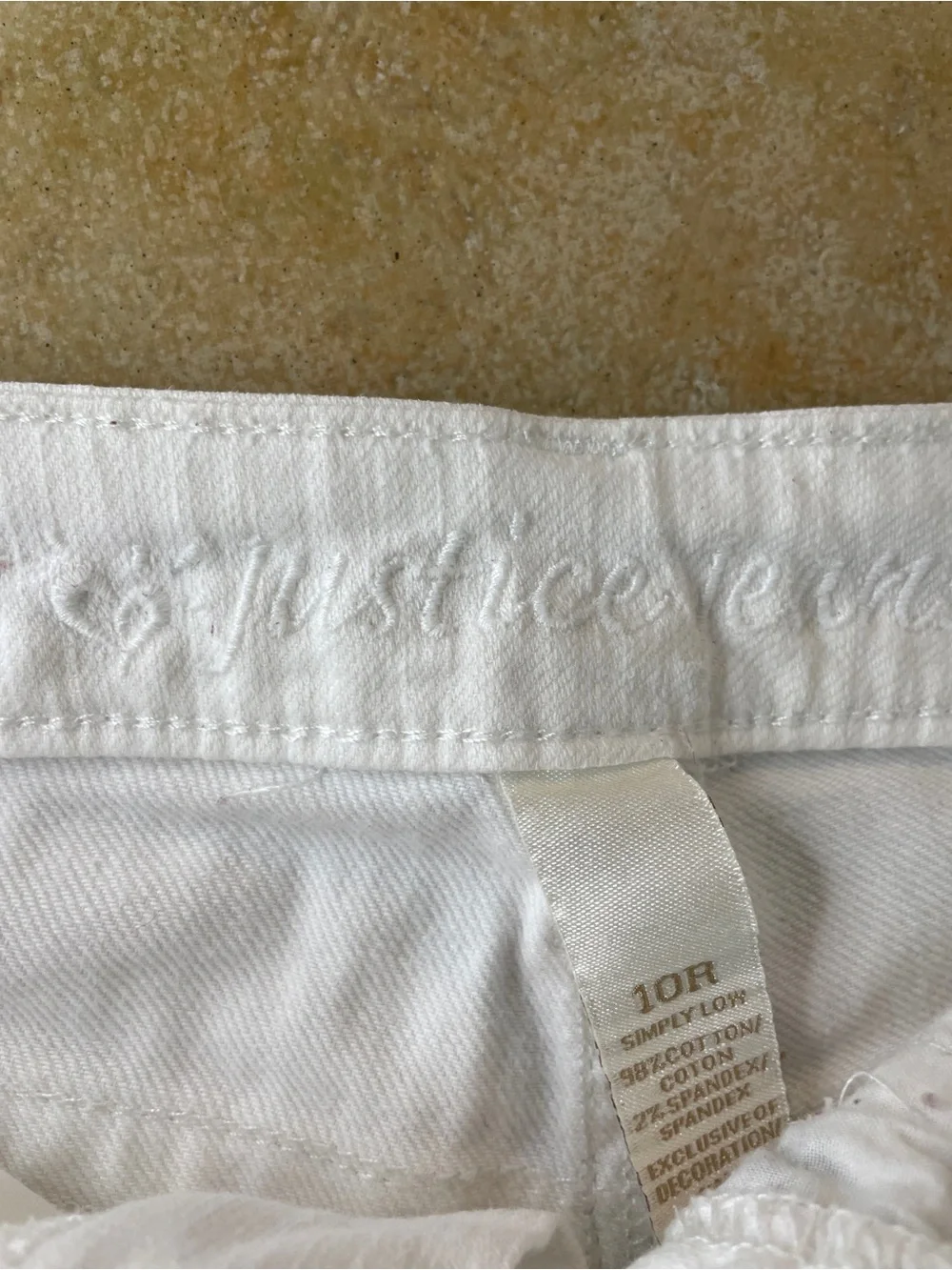 Justice Simply Low White Jean Frayed Shorts Girls Size 10R